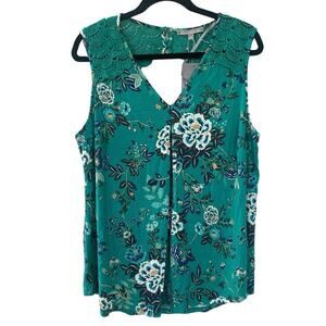 NWT Daniel Rainn Floral Sleveless V-Neck Crochet Lace Top